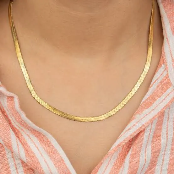 Set of 2 Snake Chain Gold Plated, Waterproof and Anti-Tarnish 18 inches Extension