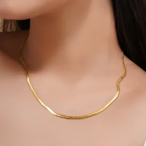 Set of 2 Snake Chain Gold Plated, Waterproof and Anti-Tarnish 18 inches Extension