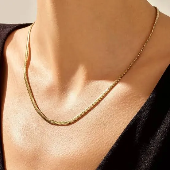 Set of 2 Snake Chain Gold Plated, Waterproof and Anti-Tarnish 18 inches Extension