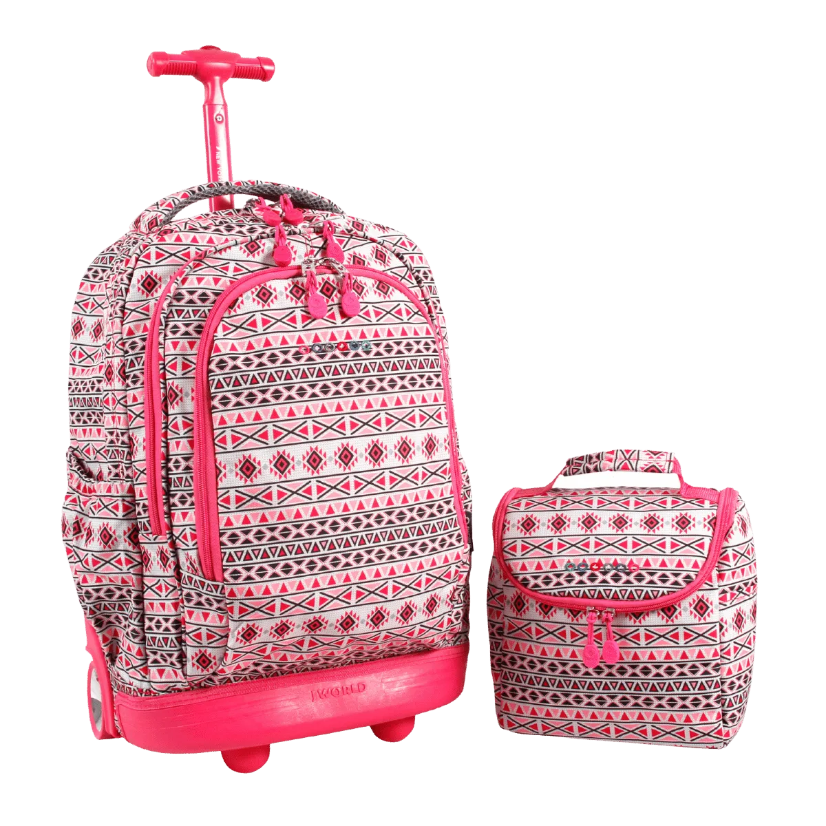 Setbeamer Rolling Backpack With Lunch Bag (18 Inch) in Skandi Pink - Final Sale