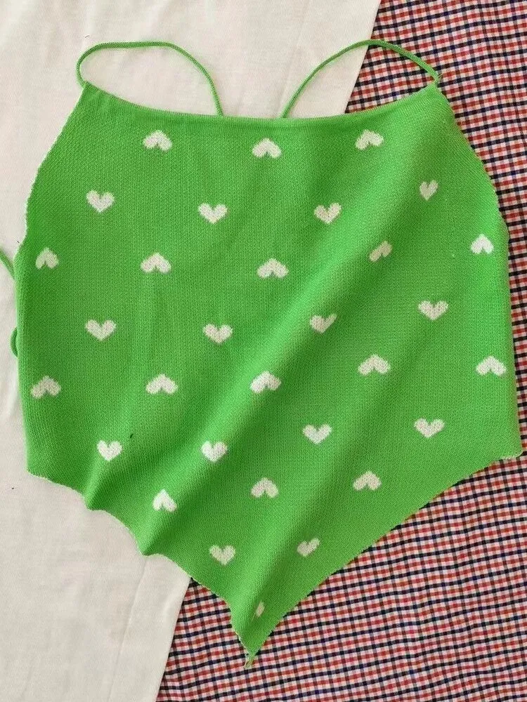 Sexy Heart Printed Bandage Crop Tops