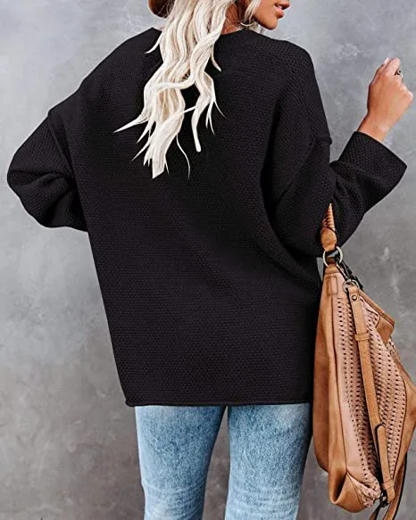 SIKAINI Women's Oversized Sweaters Batwing Long Sleeve