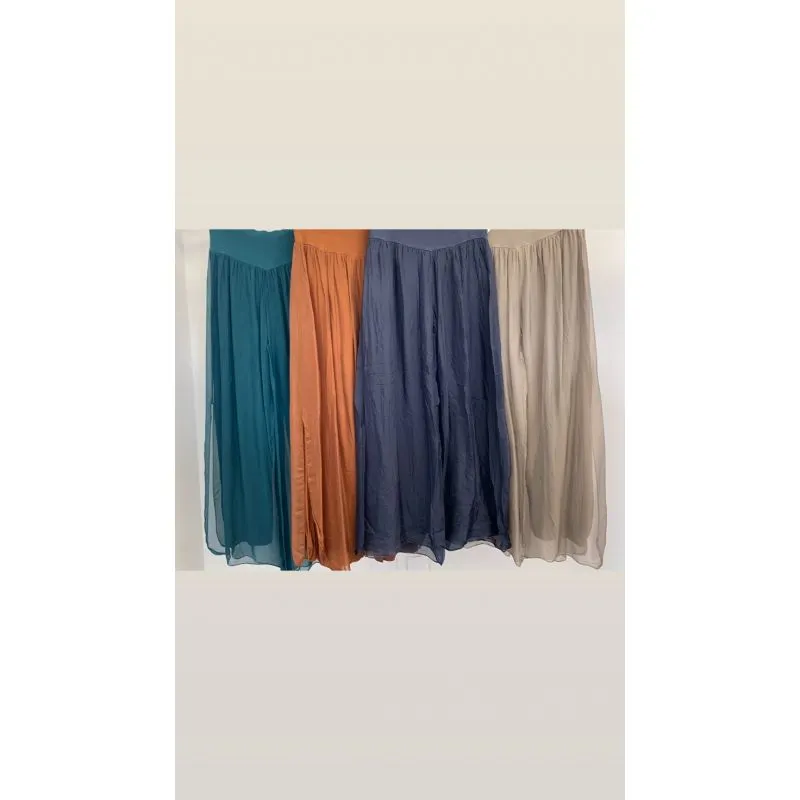 SILK PANTS SPLIT ON SIDE