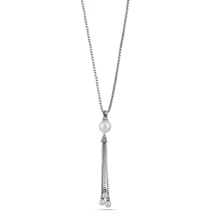 SILVER CRYSTAL PEARL TASSEL  NECKLACES #SWR-CP3661 NK (HD7/TB5)