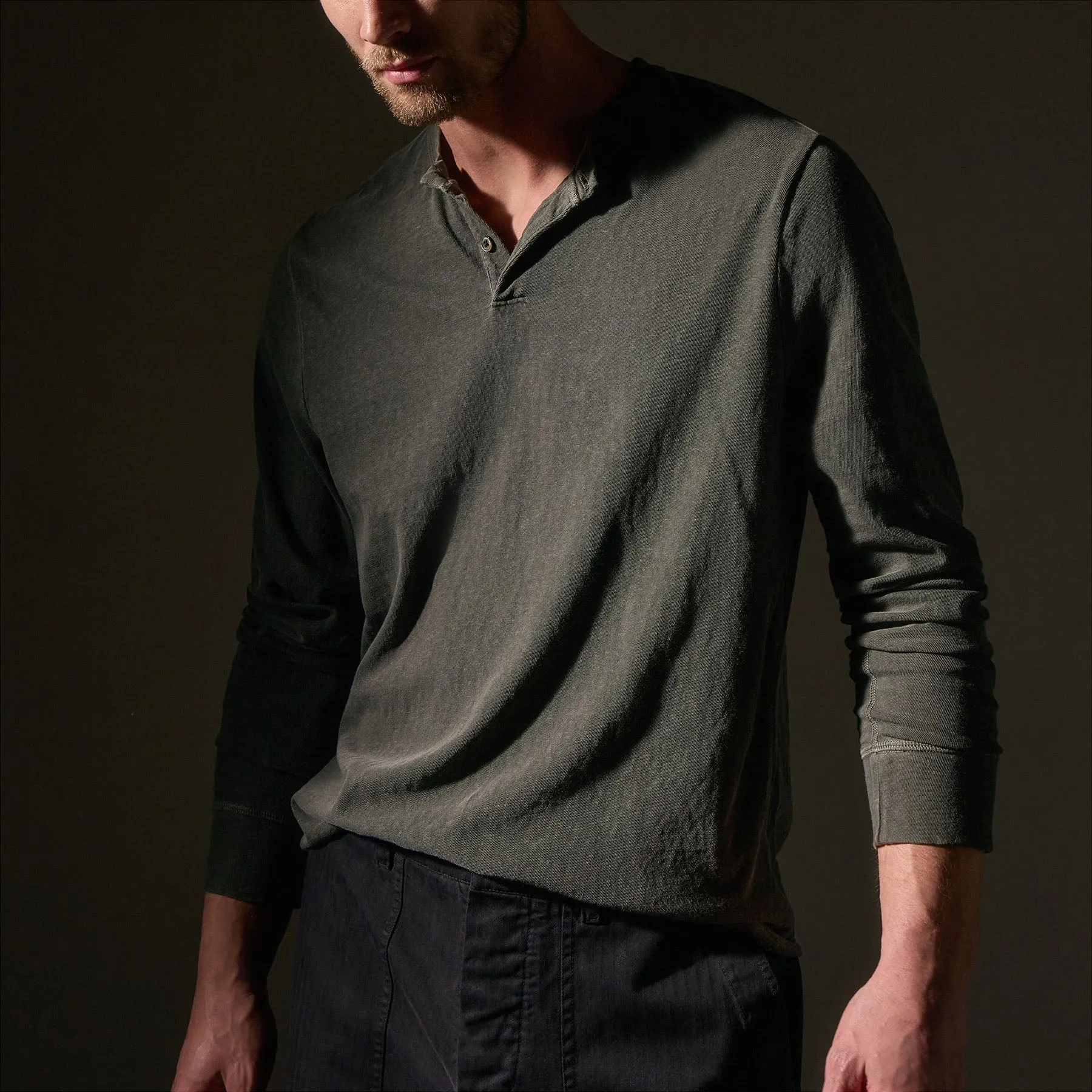 Slub Jersey Henley - Granite Pigment