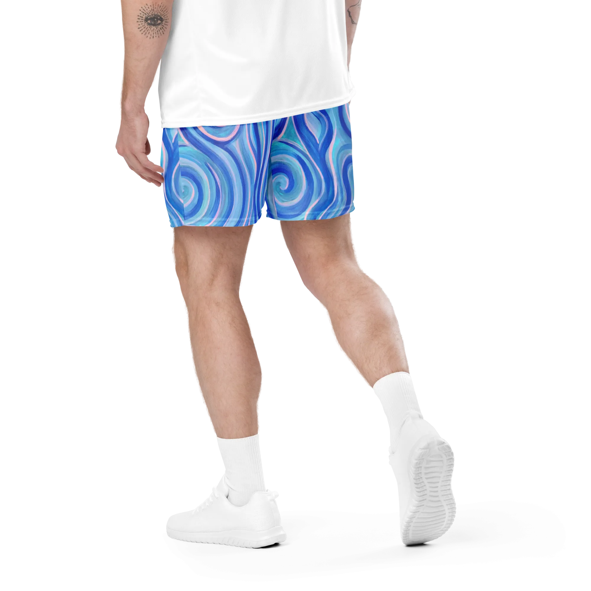 Soft Athletic Shorts (100% Recycled Material)- "Aqua" Design