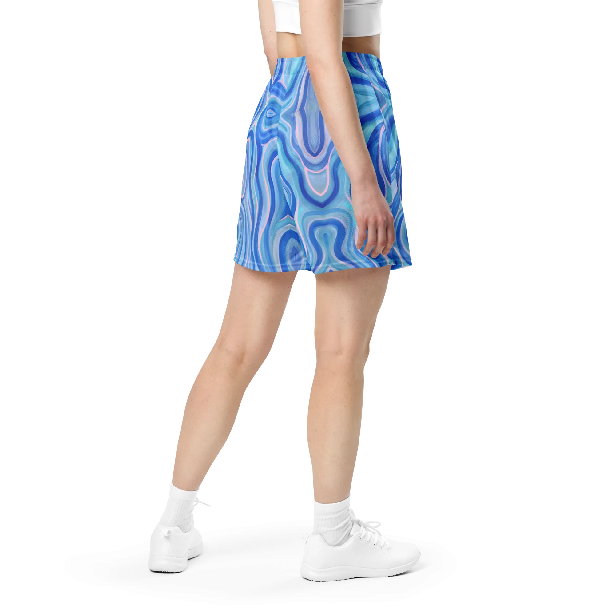 Soft Athletic Shorts (100% Recycled Material)- "Aqua" Design