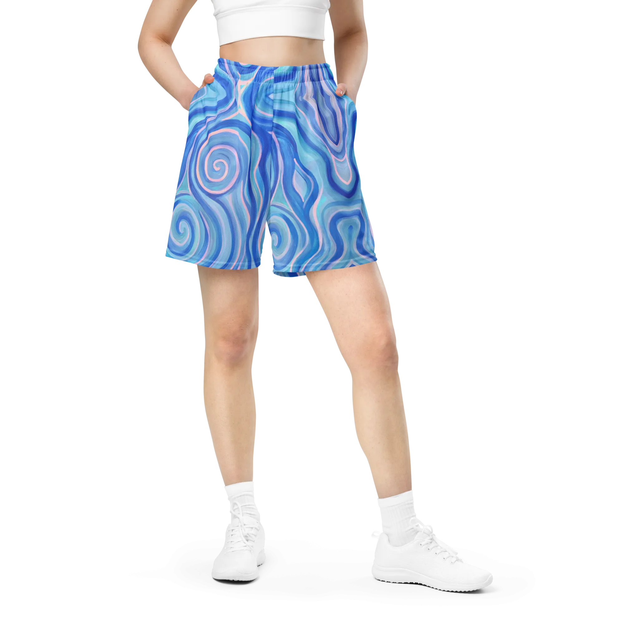 Soft Athletic Shorts (100% Recycled Material)- "Aqua" Design