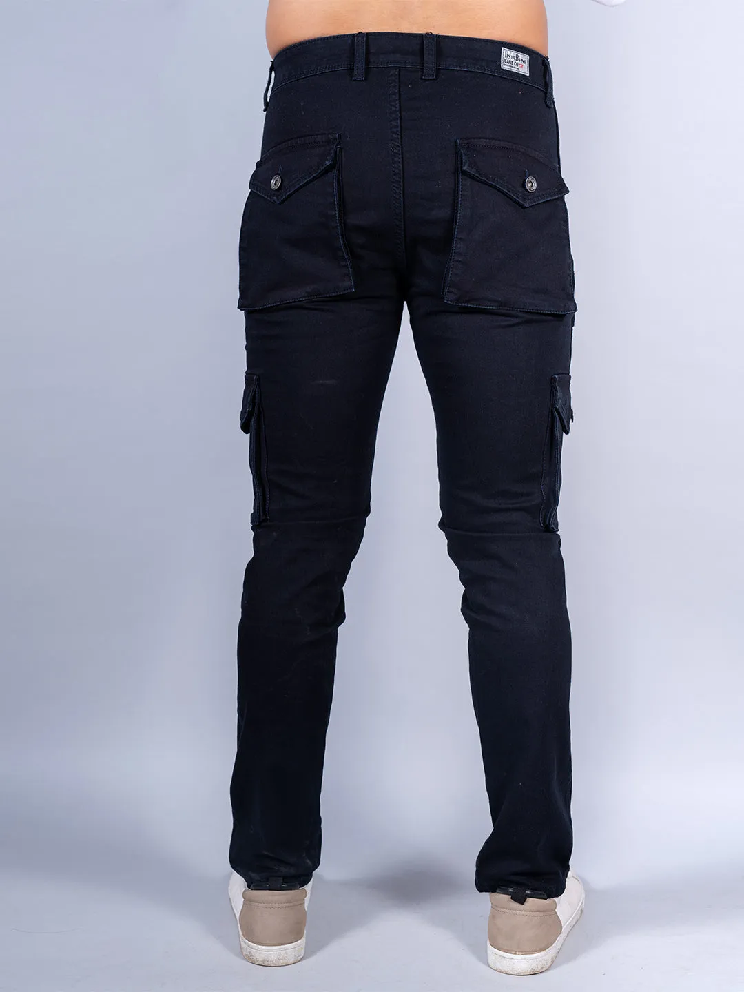 Solid Navy Blue Mens Cargo Pants