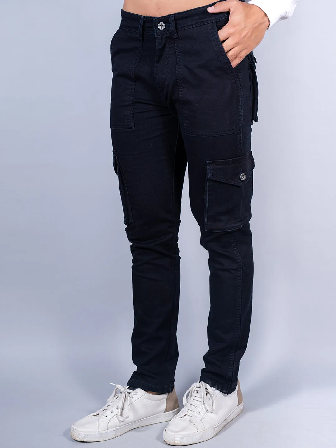 Solid Navy Blue Mens Cargo Pants