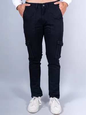 Solid Navy Blue Mens Cargo Pants
