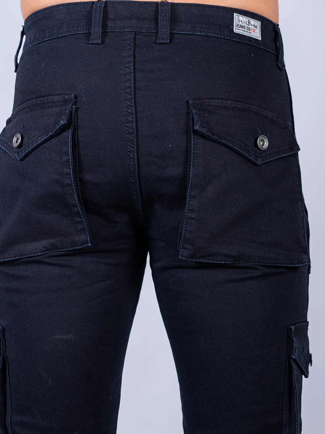 Solid Navy Blue Mens Cargo Pants