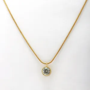 Solitaire Diamond Chain Necklace Gold Plated, Waterproof and Anti-Tarnish