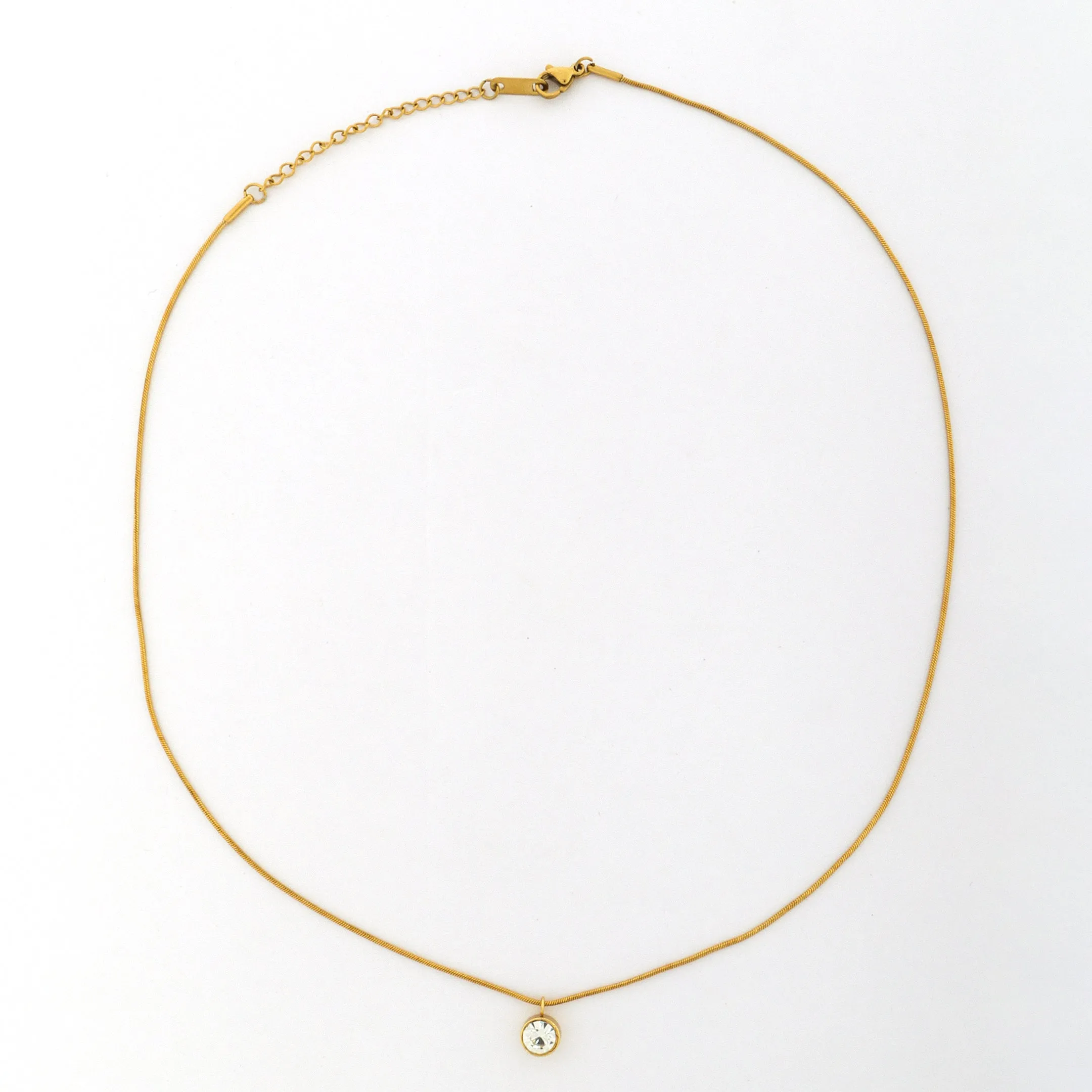 Solitaire Diamond Chain Necklace Gold Plated, Waterproof and Anti-Tarnish