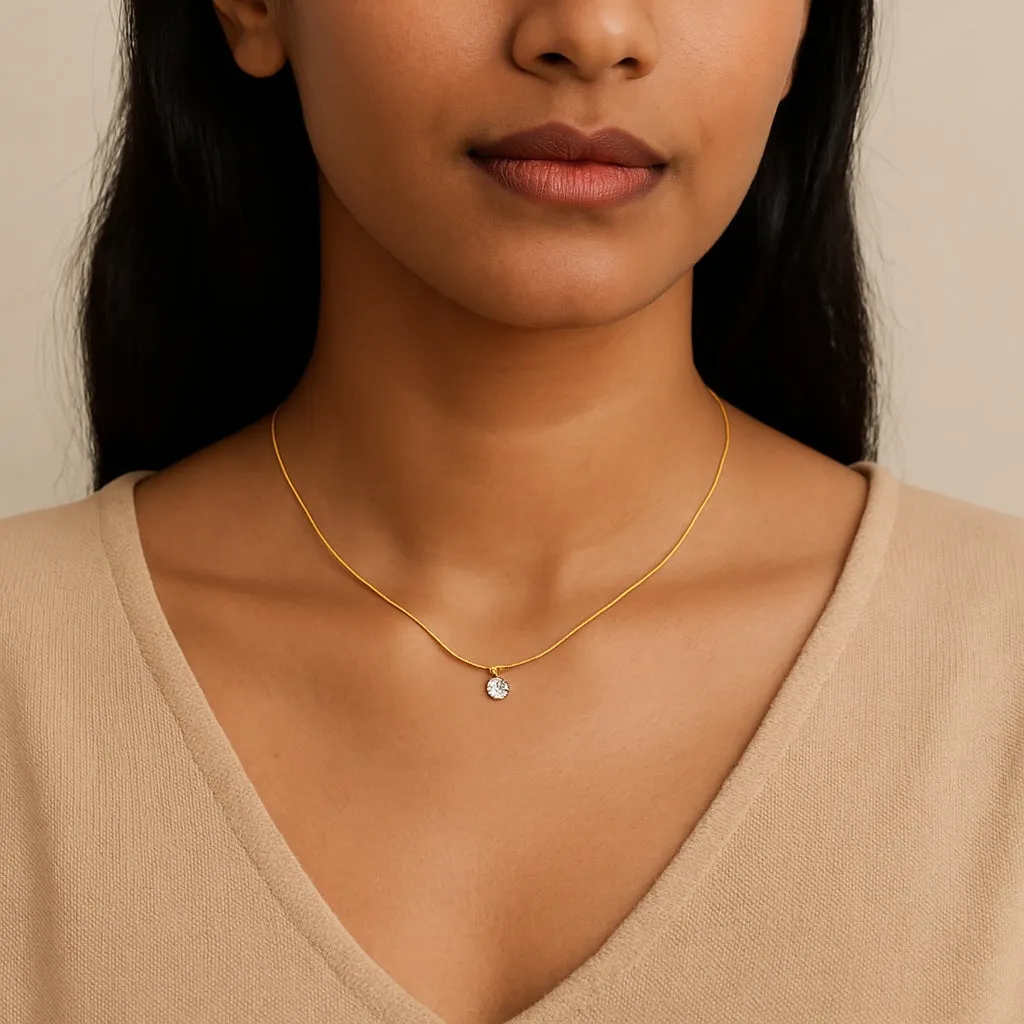 Solitaire Diamond Chain Necklace Gold Plated, Waterproof and Anti-Tarnish