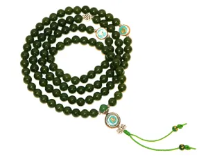 SPECIAL GREEN JADE NECKLACE MALA WITH OM