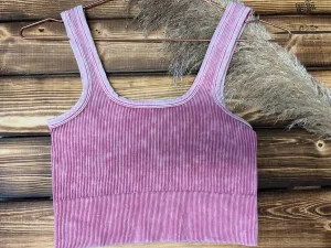 Square Neck Brami Crop Bralette - Color: Ash Pink