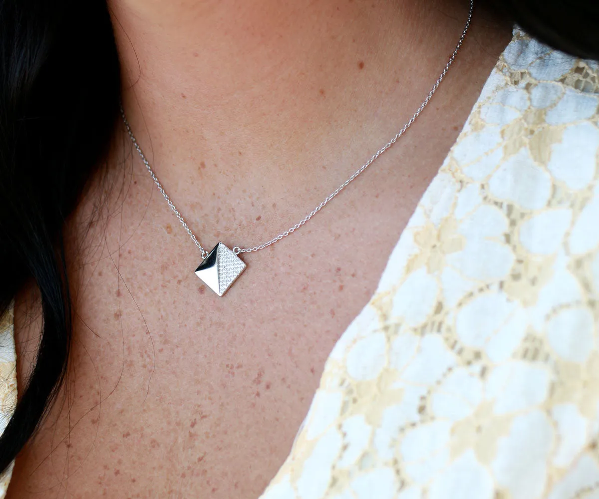 Square Pavé Crystal Necklace