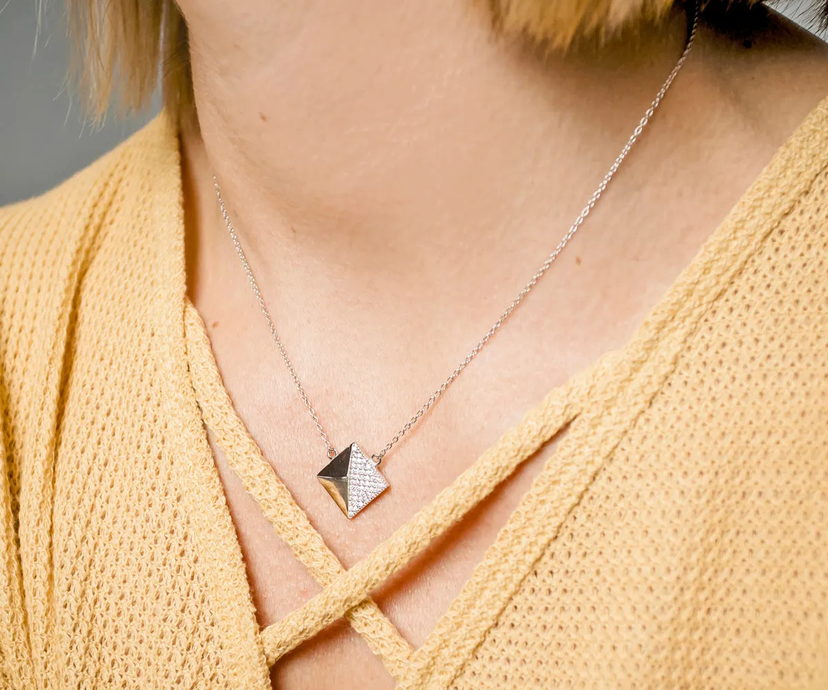 Square Pavé Crystal Necklace