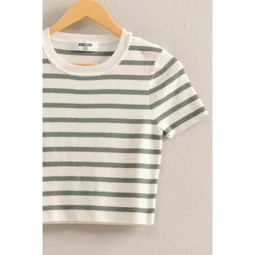 Stripe Crew Neck Crop