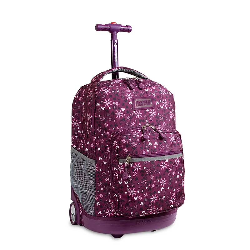 Sunrise Rolling Backpack (18 Inch) in Garden Purple - Final Sale