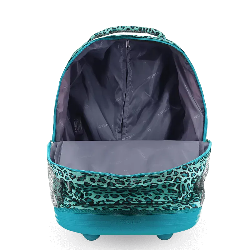 Sunrise Rolling Backpack (18 Inch) in Mint Leopard