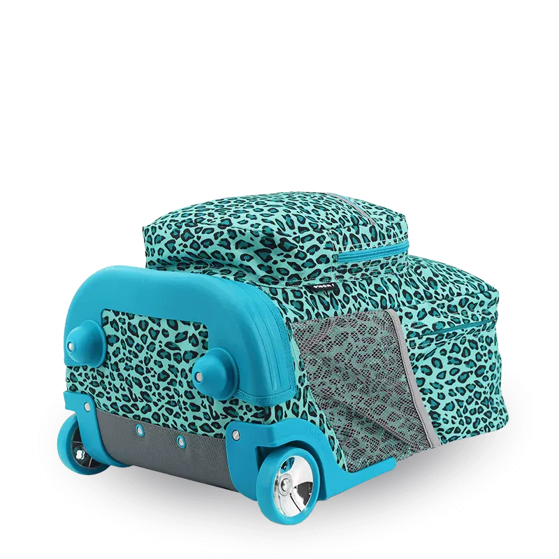 Sunrise Rolling Backpack (18 Inch) in Mint Leopard