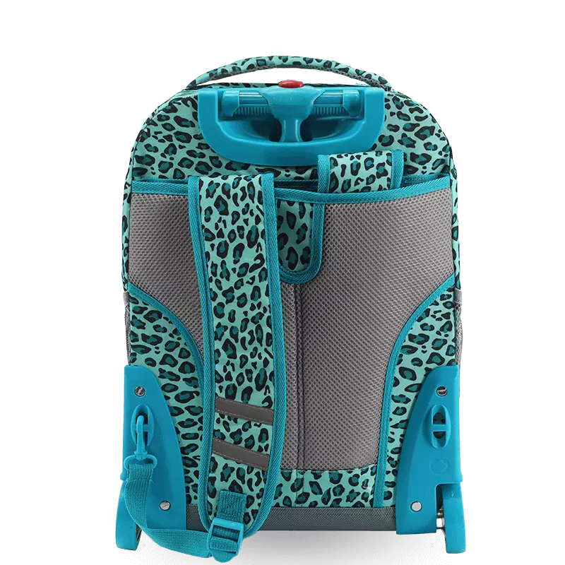 Sunrise Rolling Backpack (18 Inch) in Mint Leopard