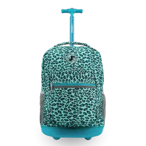 Sunrise Rolling Backpack (18 Inch) in Mint Leopard