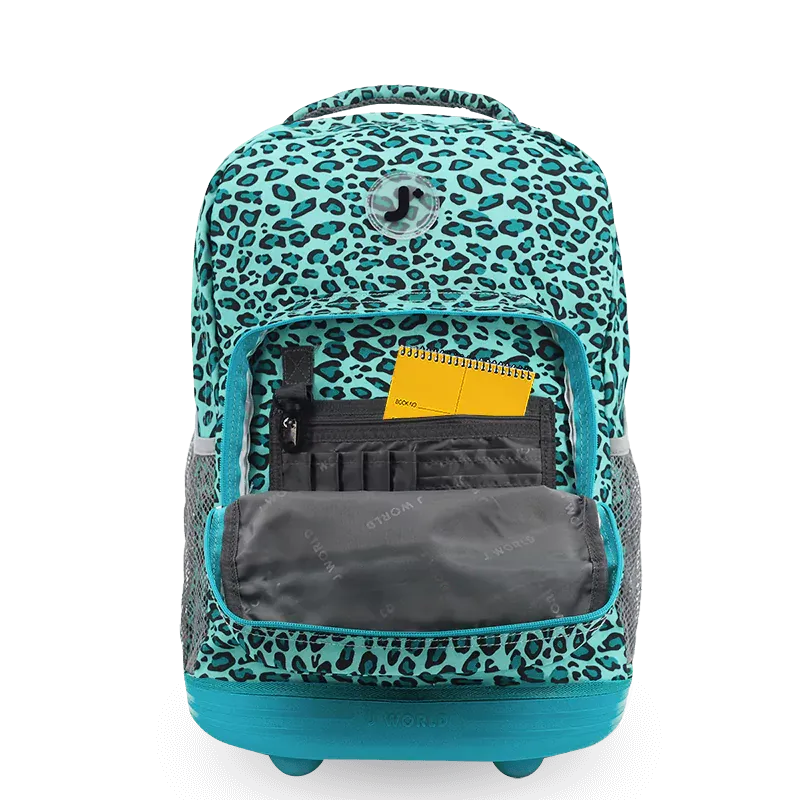 Sunrise Rolling Backpack (18 Inch) in Mint Leopard