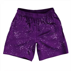 Super Fly Pattern Purple Medium and White Athletic Running Fitness Exercise Shorts 7" Inseam Shorts Made In USA