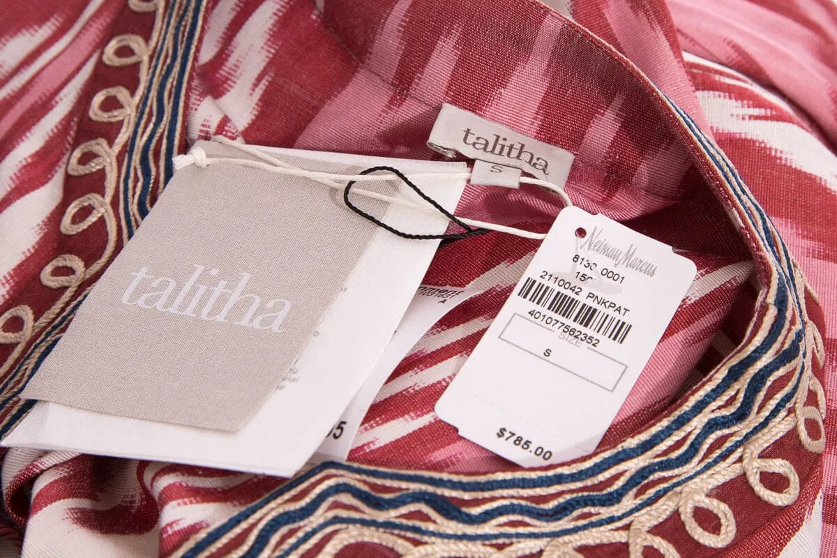 Talitha Red & Beige Boho Blouse SZ S NWT