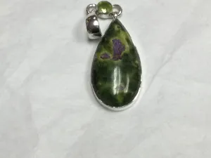 Teardrop Atlanticite Pendant w/ Peridot
