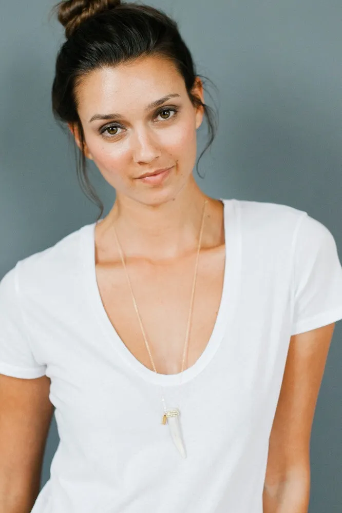 Tess   Tricia Mixed Metal Beaded  Antler Tip Necklace