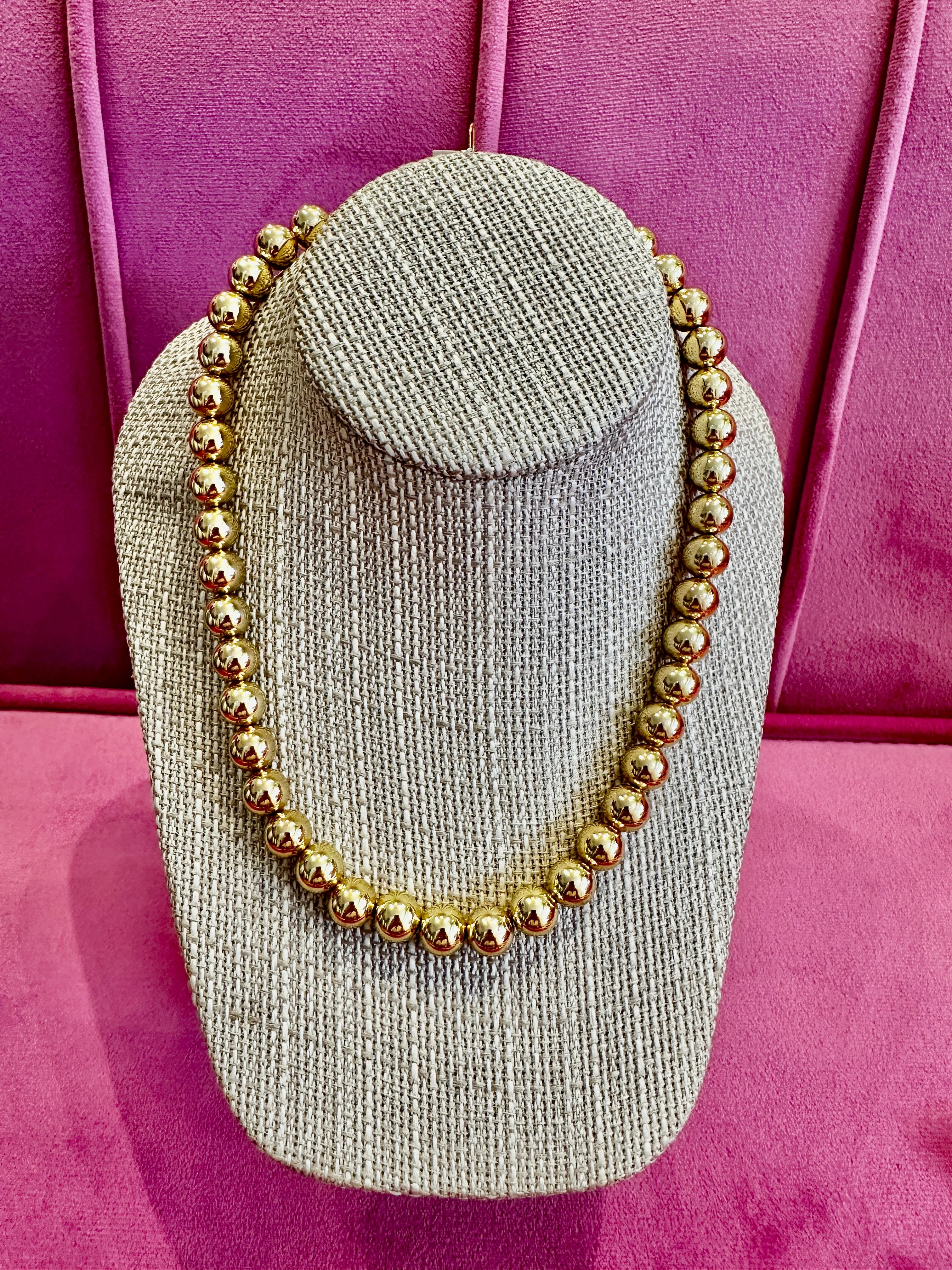 The Chunky Beaded Necklace-Gold 10mm