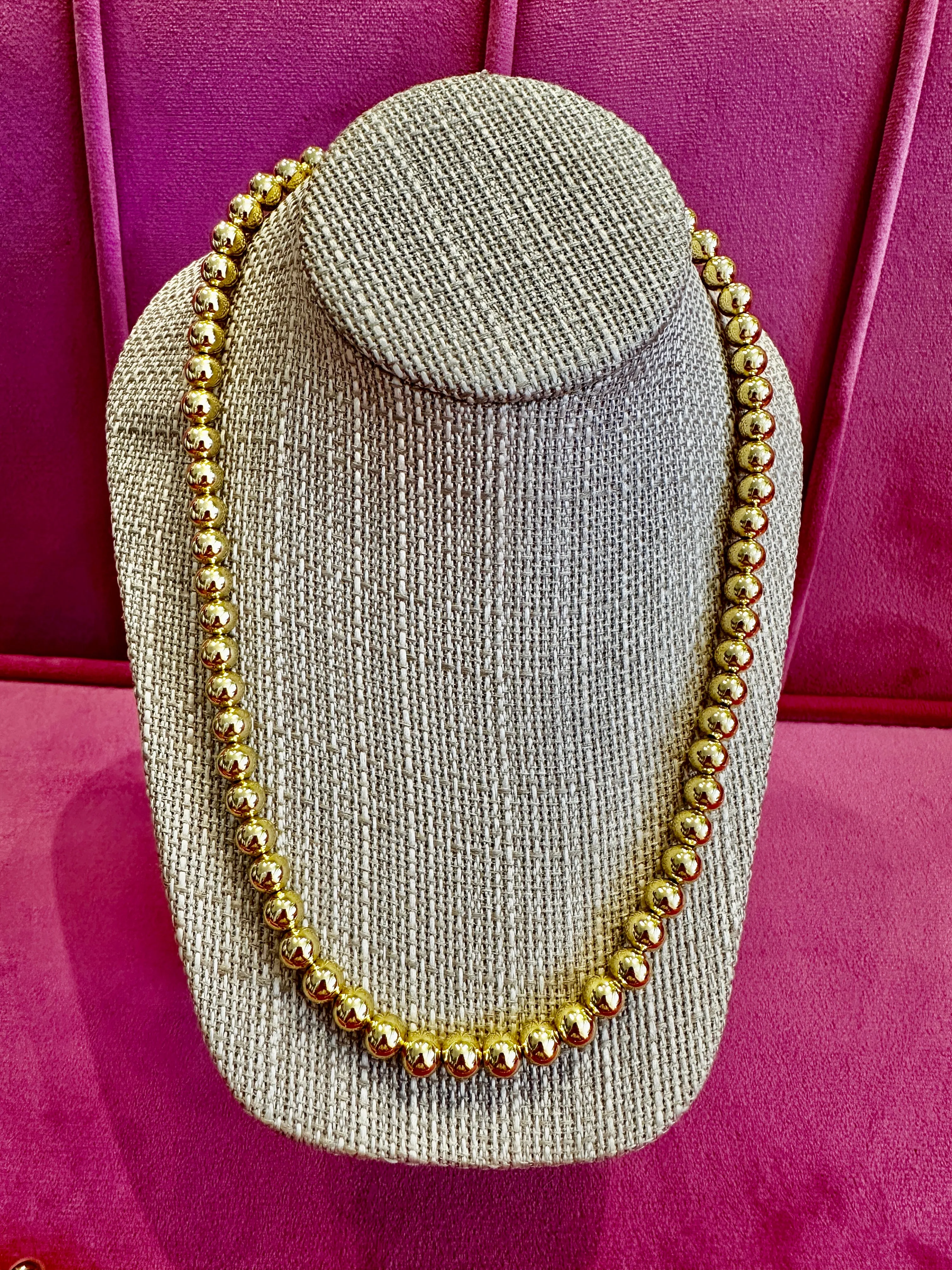 The Chunky Beaded Necklace-Gold 8mm 20''