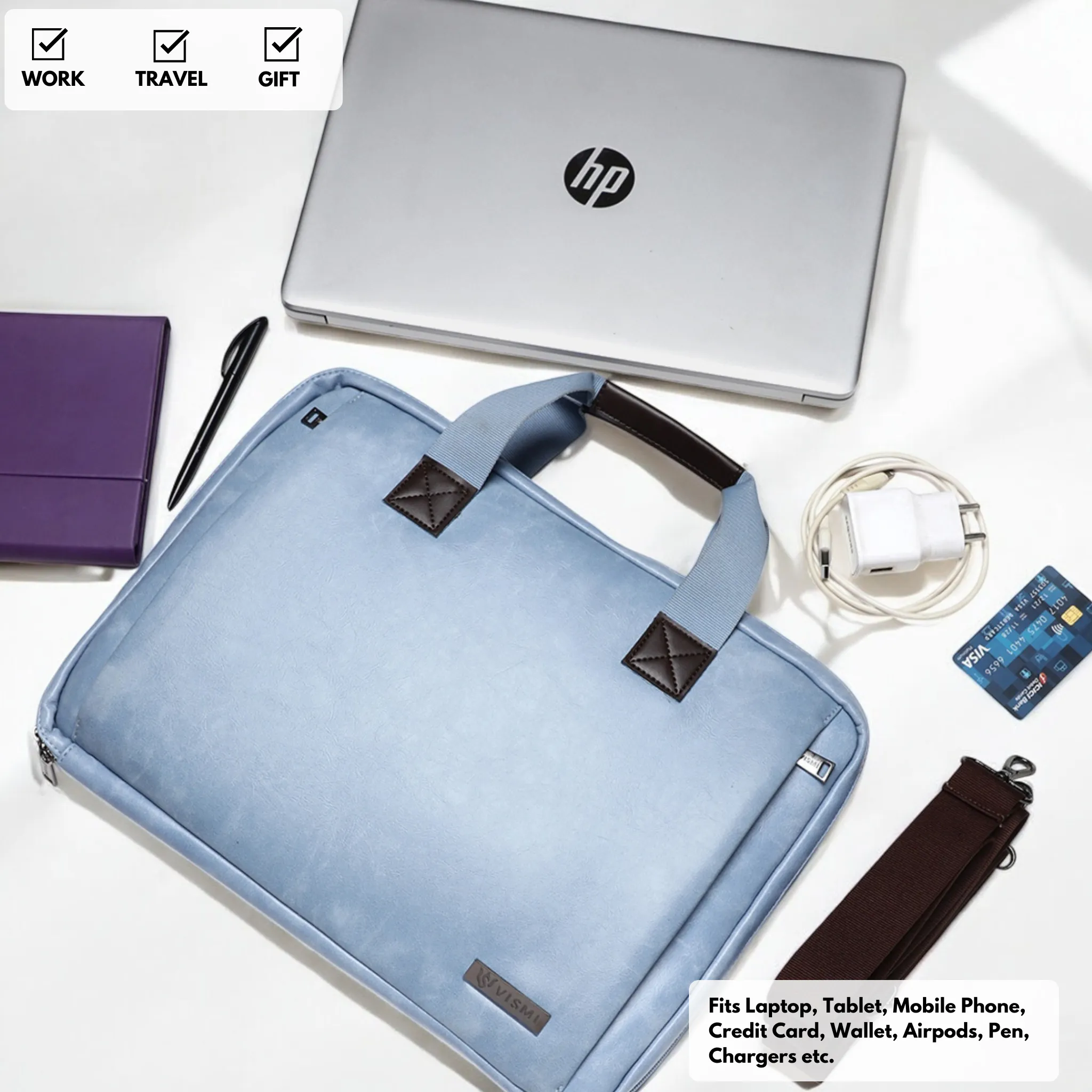 Timeless Unity Laptop Messenger Bag - Sky Blue
