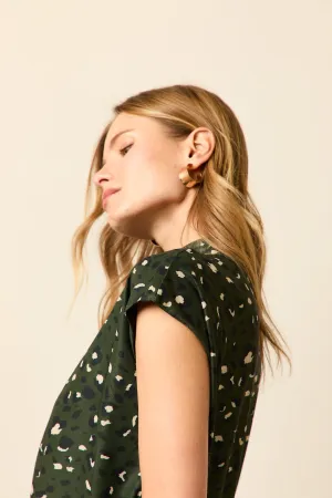 Top tul sin mangas animal print verde