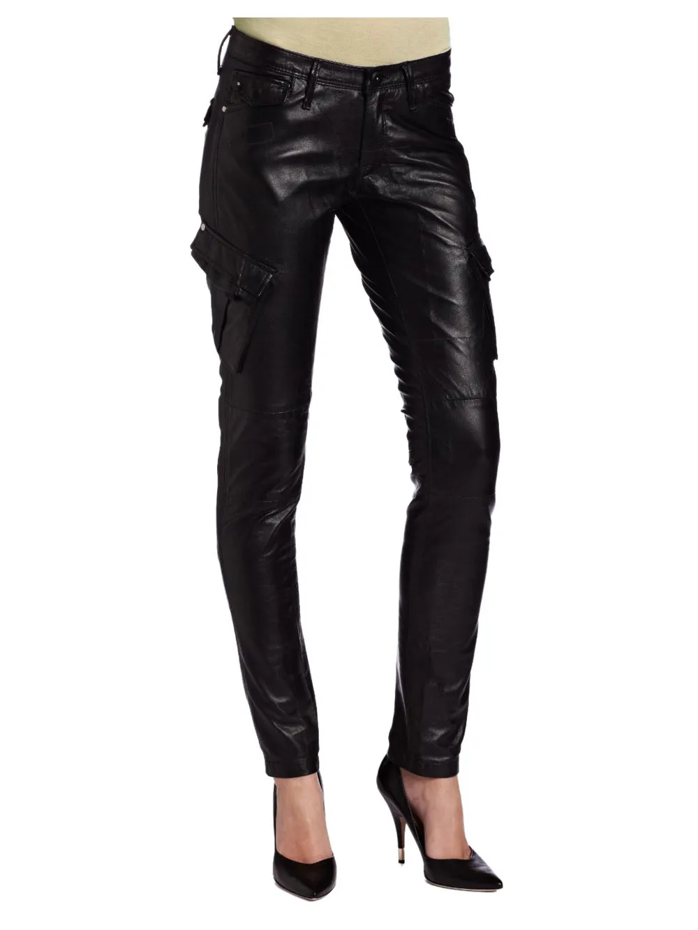 Trendy Cargo Leather Pants