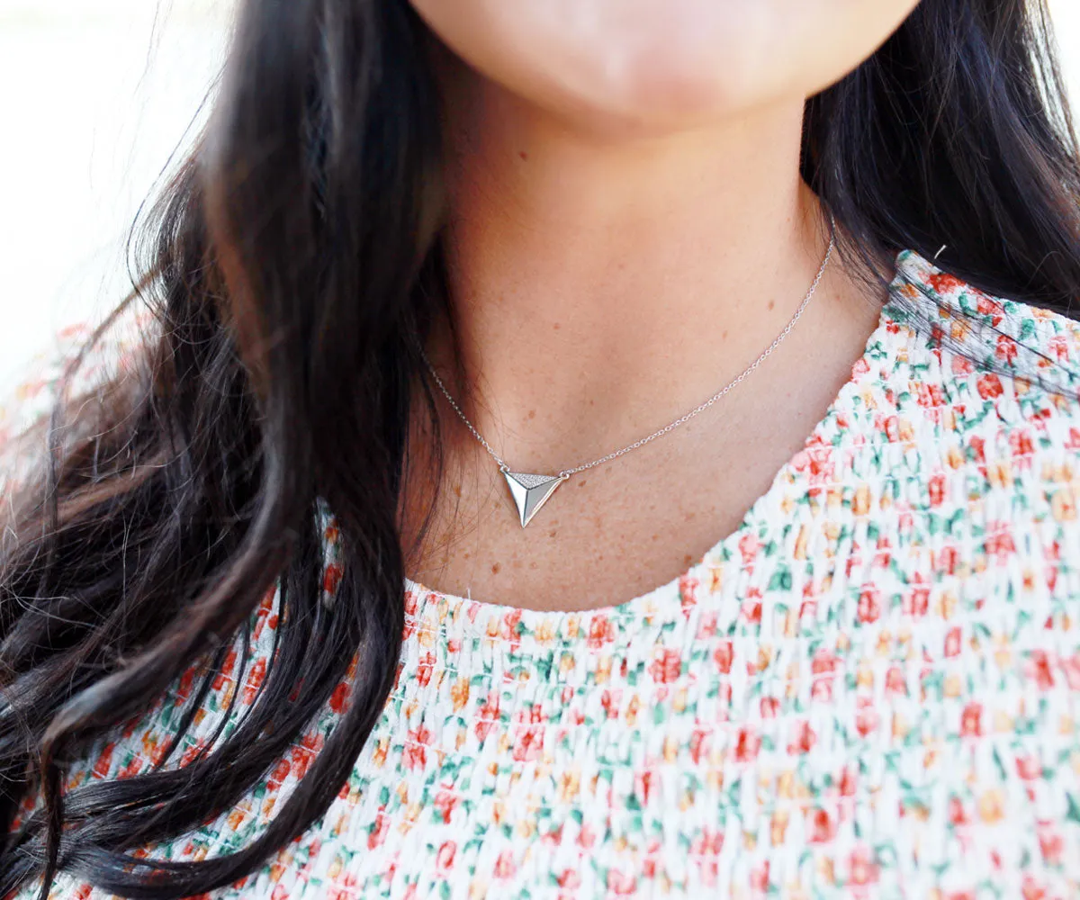 Triangle Pavé Crystal Gold Necklace