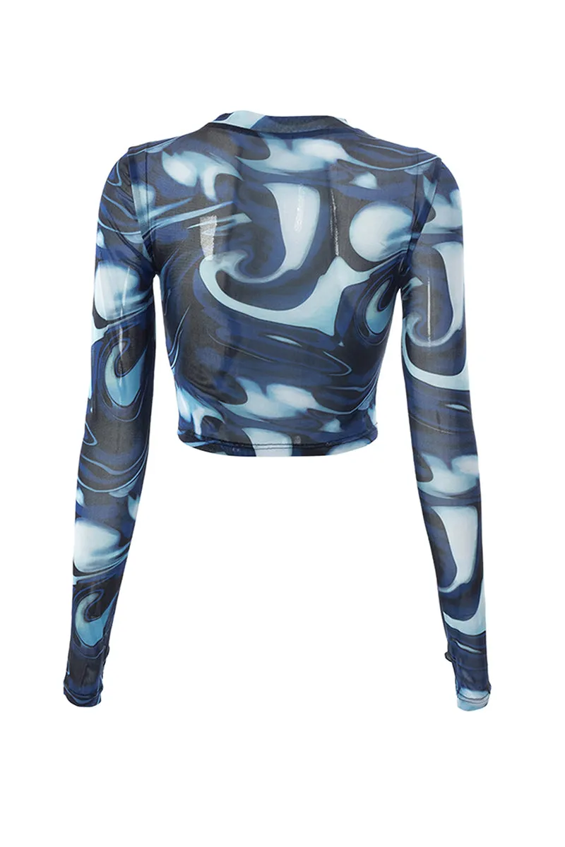 TT3117 Tie Dye Sheer Shirt Top