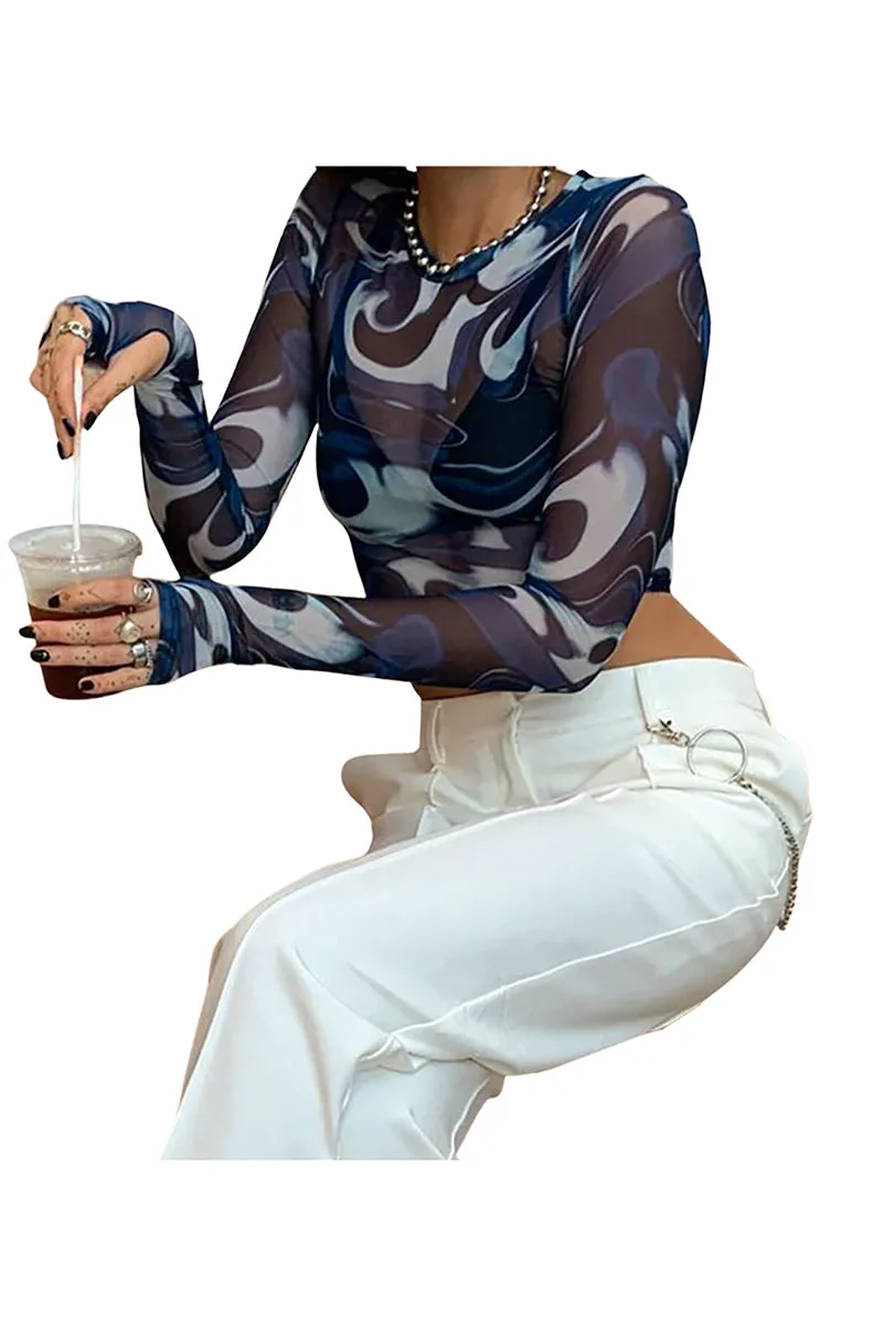 TT3117 Tie Dye Sheer Shirt Top