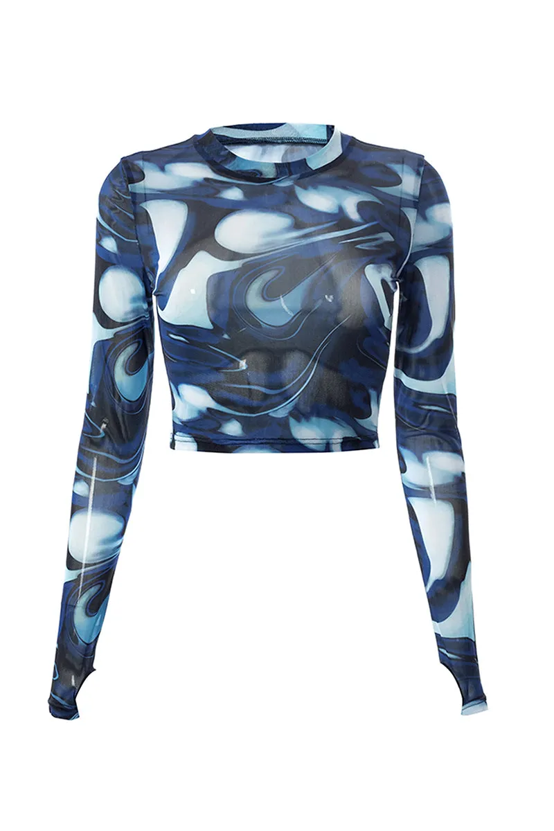 TT3117 Tie Dye Sheer Shirt Top