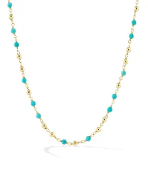 Turquoise and Gold Bead Necklace