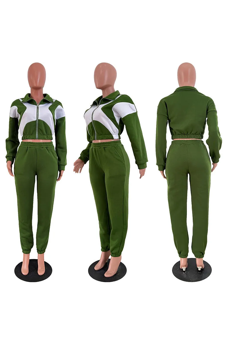 UM0096 Crop Jacket Tracksuit Set
