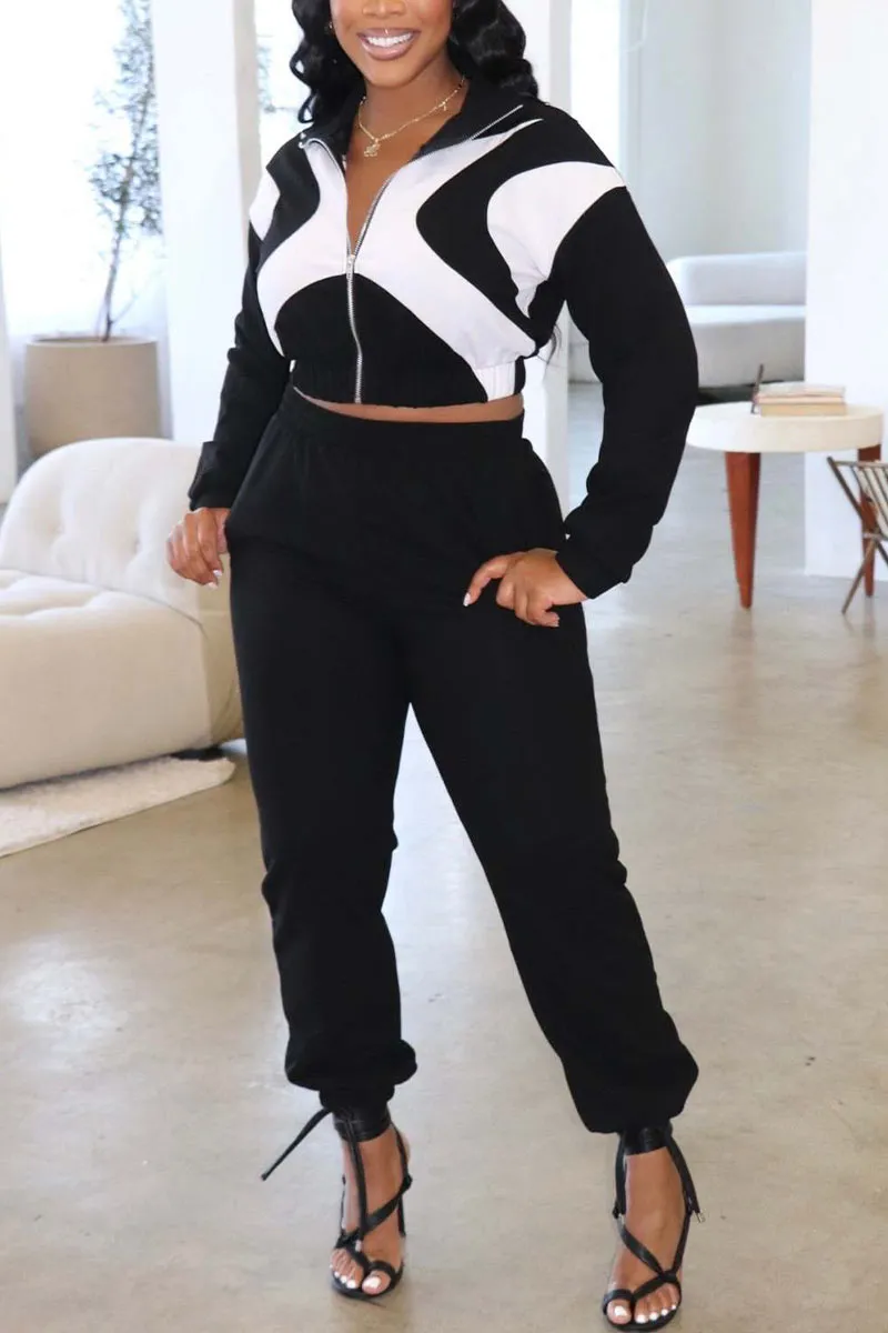 UM0096 Crop Jacket Tracksuit Set