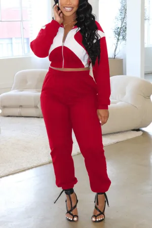 UM0096 Crop Jacket Tracksuit Set