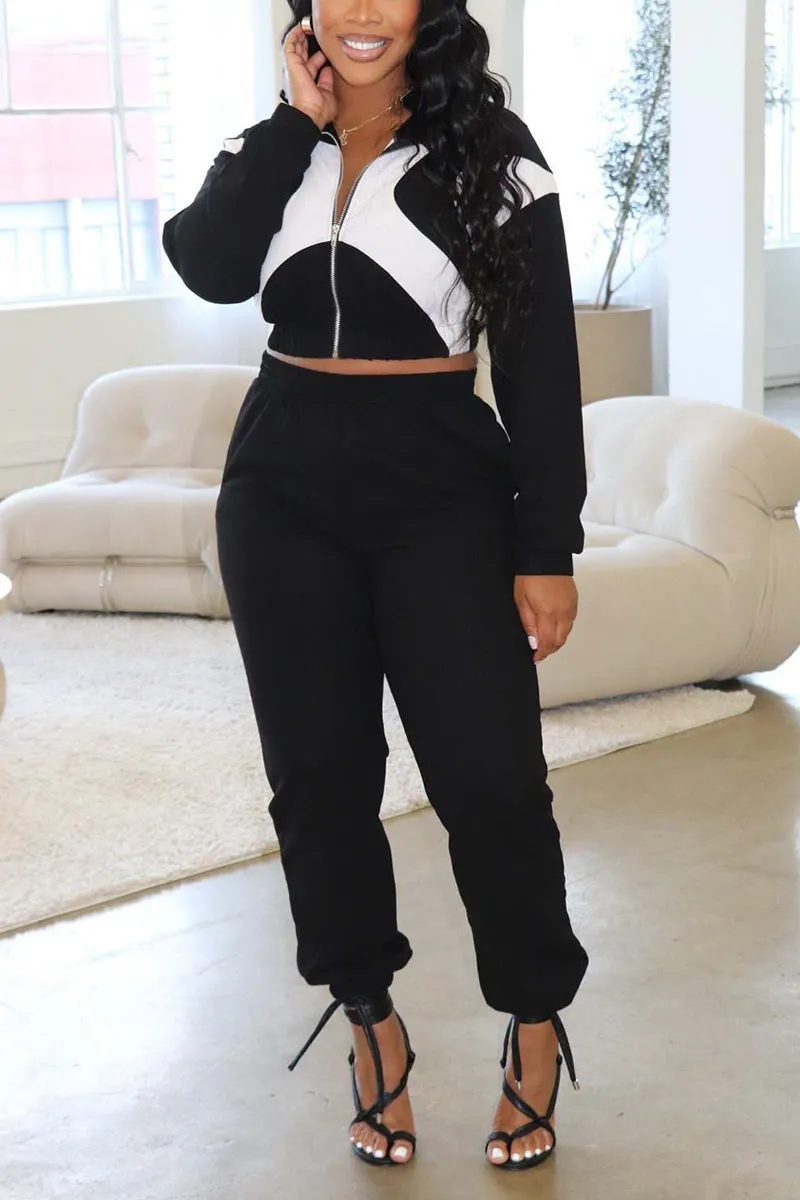 UM0096 Crop Jacket Tracksuit Set