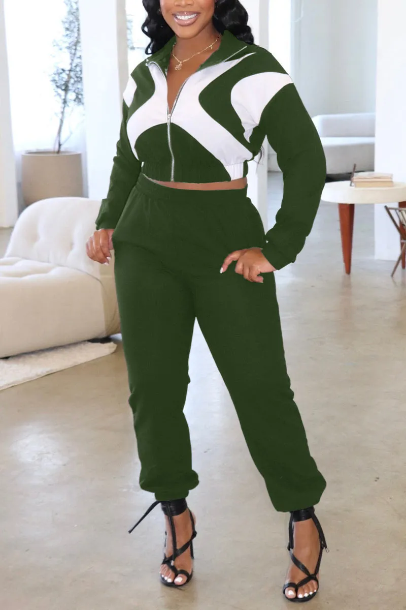 UM0096 Crop Jacket Tracksuit Set
