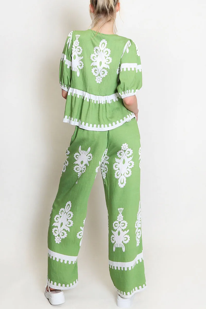 UT3137 Boho Shirt and Pants Set